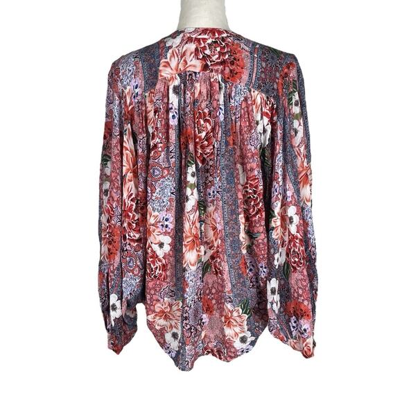 Johnny Was Jade Ingrid Floral Blouse Boho Relaxed Button Down Shirt Size XS - Picture 7 of 10